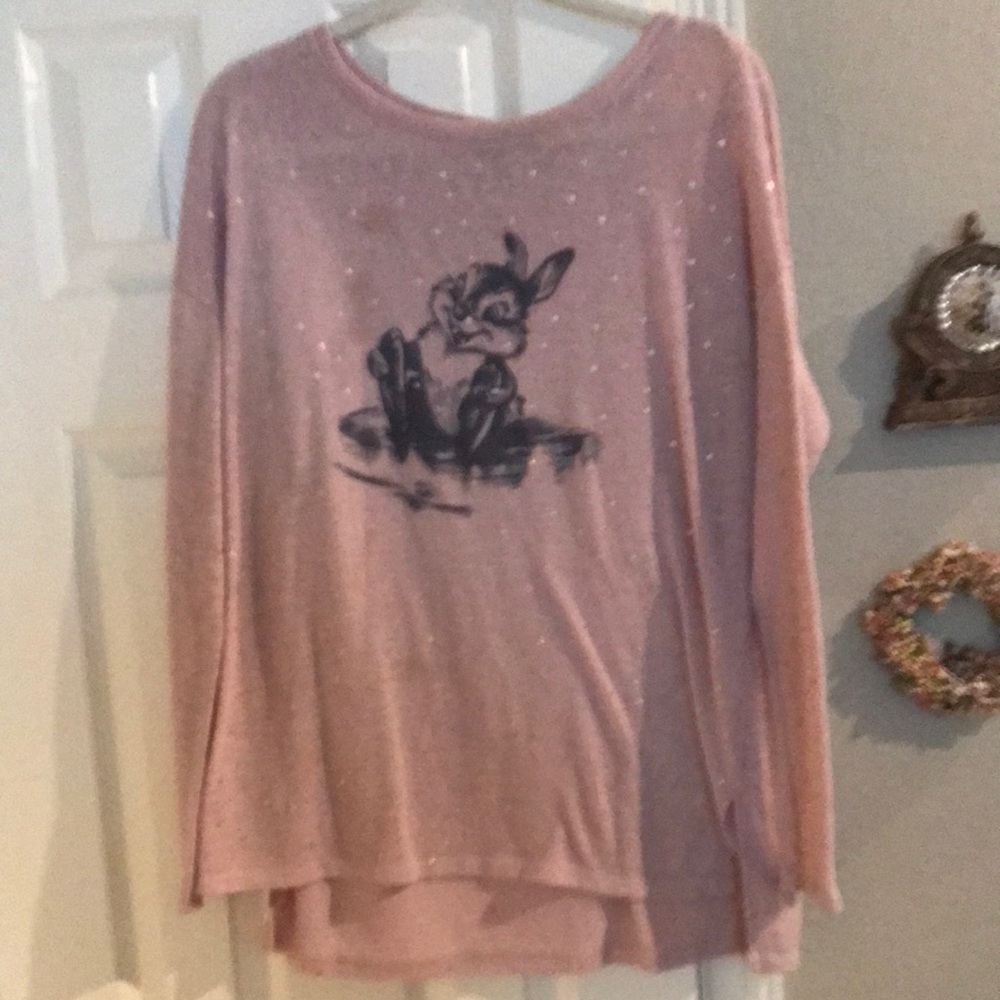 DISNEY Lauren Conrad Pink Sparkle Thumper Graphic Top Size XXL